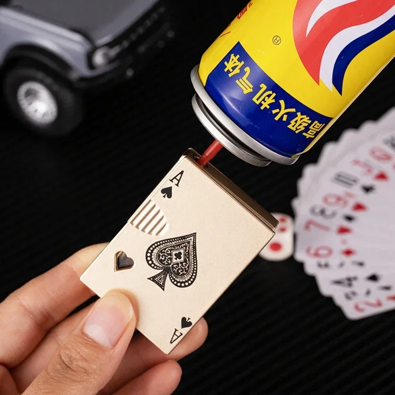 New Creative Metal Jet Torch Green Flame Poker Lighter Windproof Playing Card Lighter Funny Toy Smoking Accessories Men\'s Gift