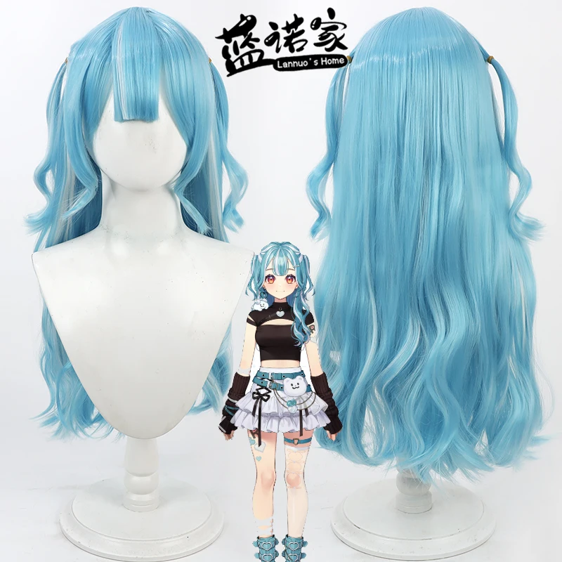 VTuber Hakuharaimu Cos 코스프레 가발 할로윈 카니발 파티 소품 합성 머리 내열성 섬유 + 가발 모자
