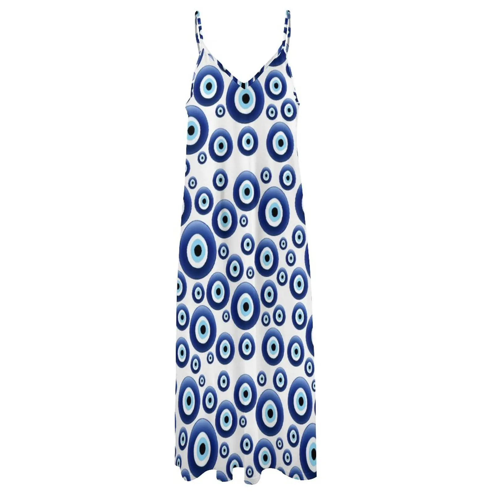 Mediterranean Evil Eye Protection Sleeveless Dress Bridesmaid dress woman chic and elegant woman dress