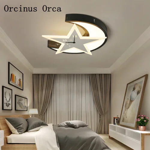 Nordic creative LED star ceiling lamp living dining room bedroom modern personality moon clock ceiling lamp free shipping