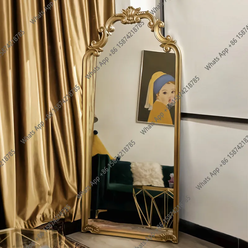 

VB High-end Women's Clothing Store Fitting Mirror Home Living Room Floor Mirror American Bedroom Light Luxury Wall-mounted Carve