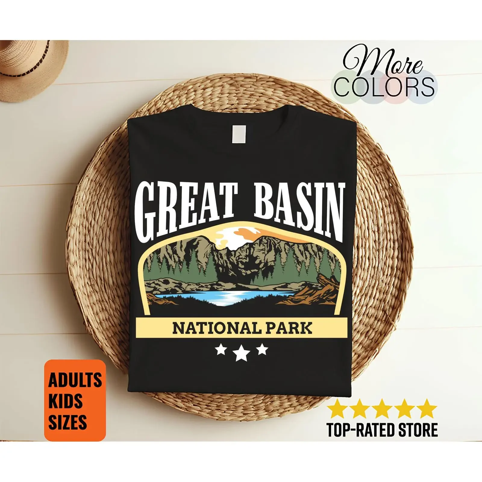 Great Basin National Park Vintage T Shirt USA Nevada Outdoors Camping Hiking Travel vintage Washed Breathable Unisex