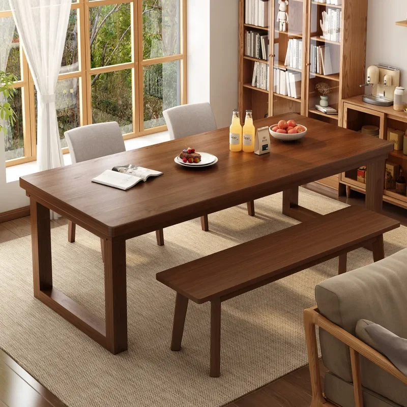 for Nordic Modern All Solid Wood Rectangular Dining Table and Chair Set Small Apartment Household Study Desk Eating Table