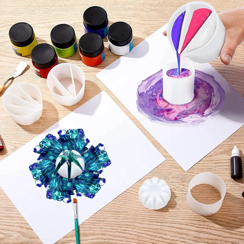 8Pc Paint Pour Cup Bundle Paint Pouring Cup Multi Channel Split Cup For Paint Pouring For DIY Making Resin Acrylic Paint