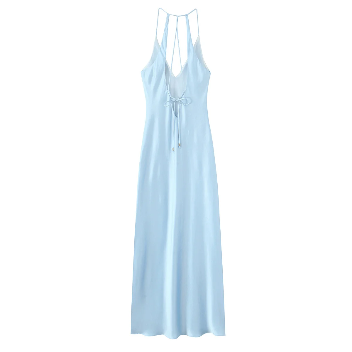 Vestido feminino simples roupa interior textura com decote em v estilingue cor sólida longo temperamento verão novo vestido