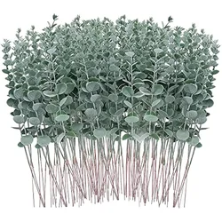 24pcs Artificial Eucalyptus Stems, Green  Stems ，Leaves Branches ，Fake Eucalyptus For Vase Wedding Bouquet Home