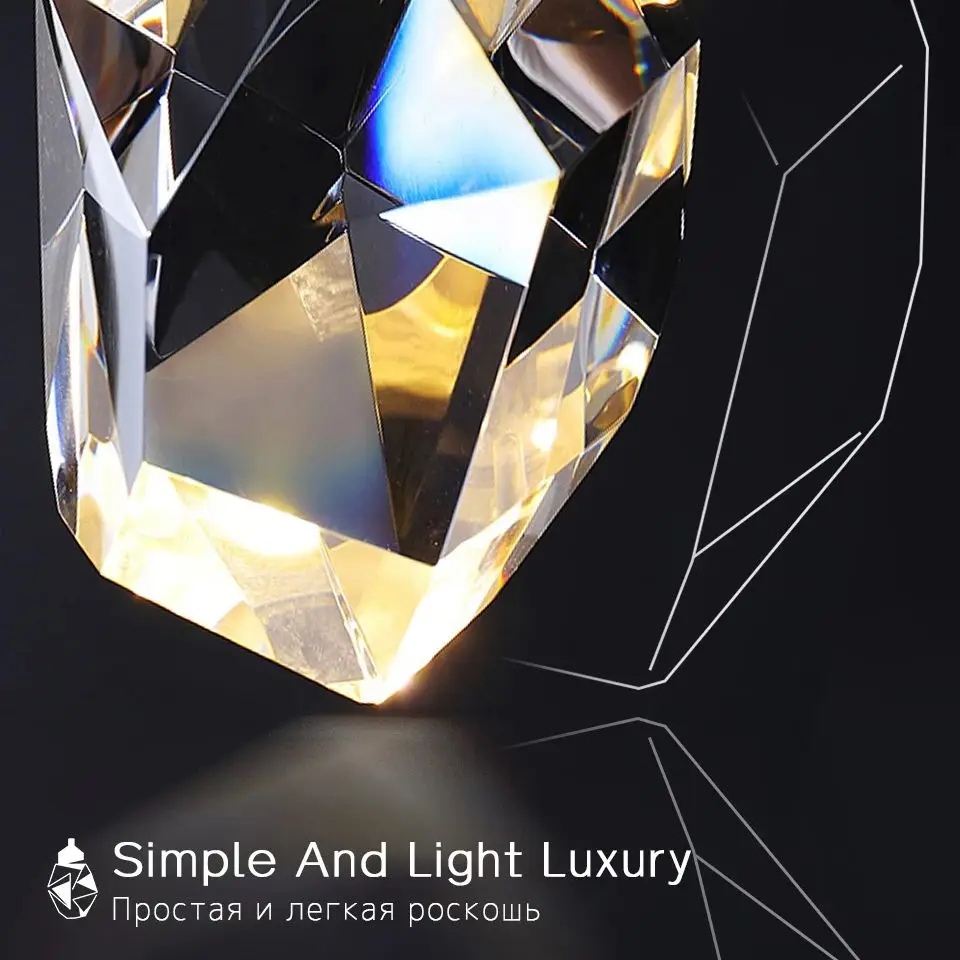 الحديثة الإبداعية بريق الثريا مصباح السقف كريستال حجر ضوء ديكور المنزل تعليق السرير الطعام لوفت الإضاءة الفاخرة #4