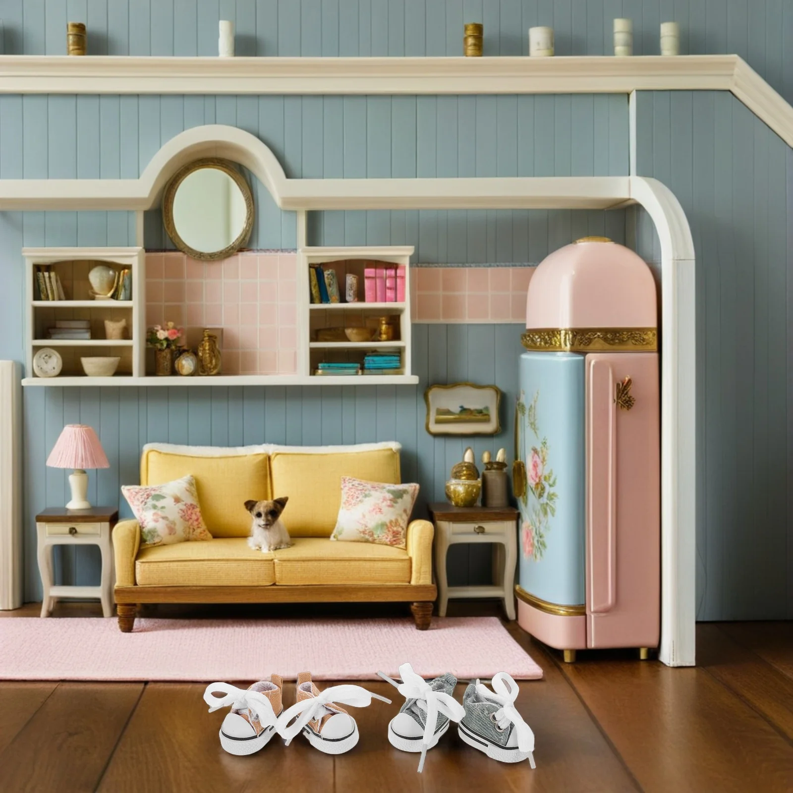 2 pièces Mini chaussures 17Cm baskets en toile réalistes pour accessoires de déguisement de maison de poupée Bjd, simulation, jouet Miniature,