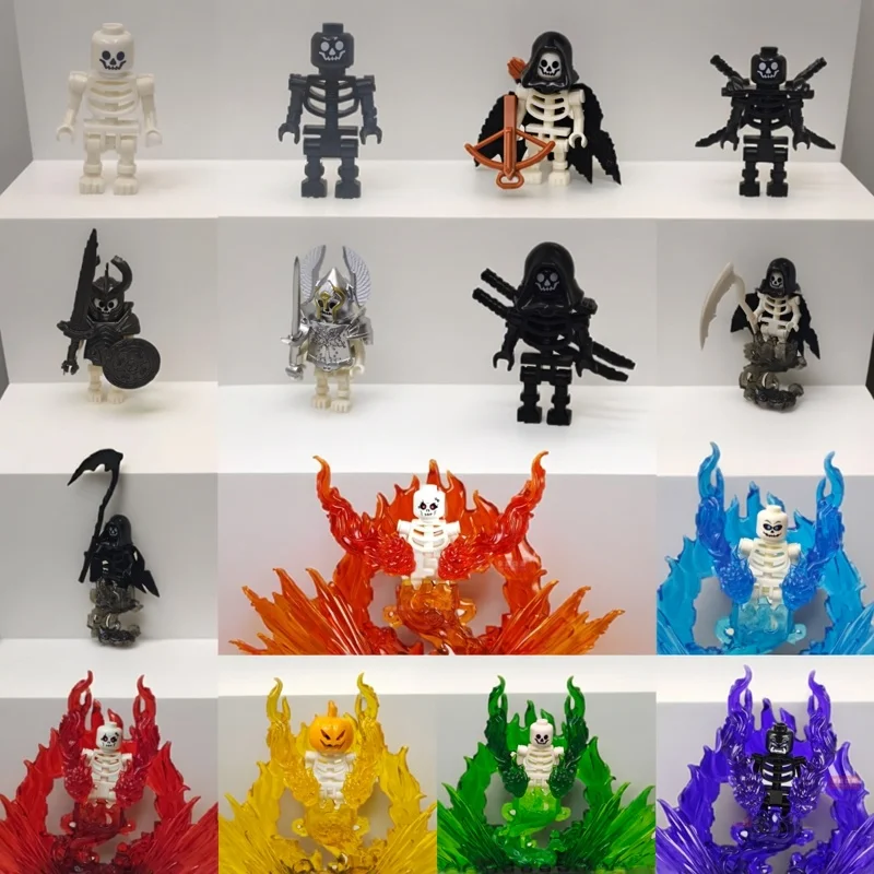 Halloween Skeleton Army Mini Doll MOC Building Blocks DIY Assembled Building Blocks Character Doll Skeleton Horse Ornaments Toy