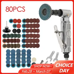 90 Degree Air Die Grinder Mini Air Grinder Pneumatic Grinding Polisher Mill Engraving Machine with Sanding Discs Tool Kit