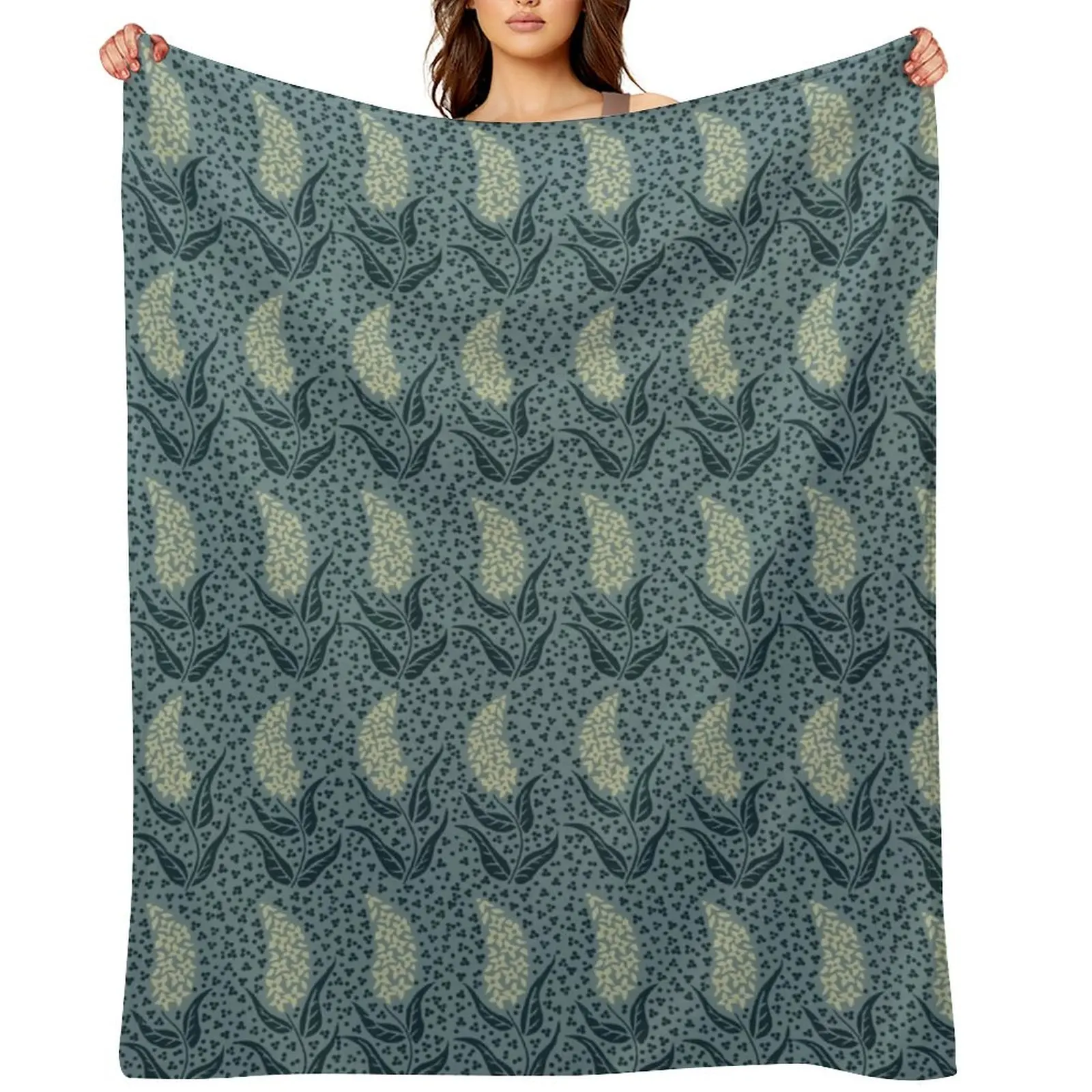 

Flower Spike in Pale Yellow on Teal Throw Blanket wednesday Blankets For Sofas Sofa Giant Sofa Blankets