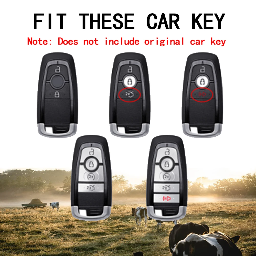 Leather Car Key Case Cover Key Bag For Ford Fiesta Focus Fusion Mustang F-150 Mondeo Ecosport Protect Set