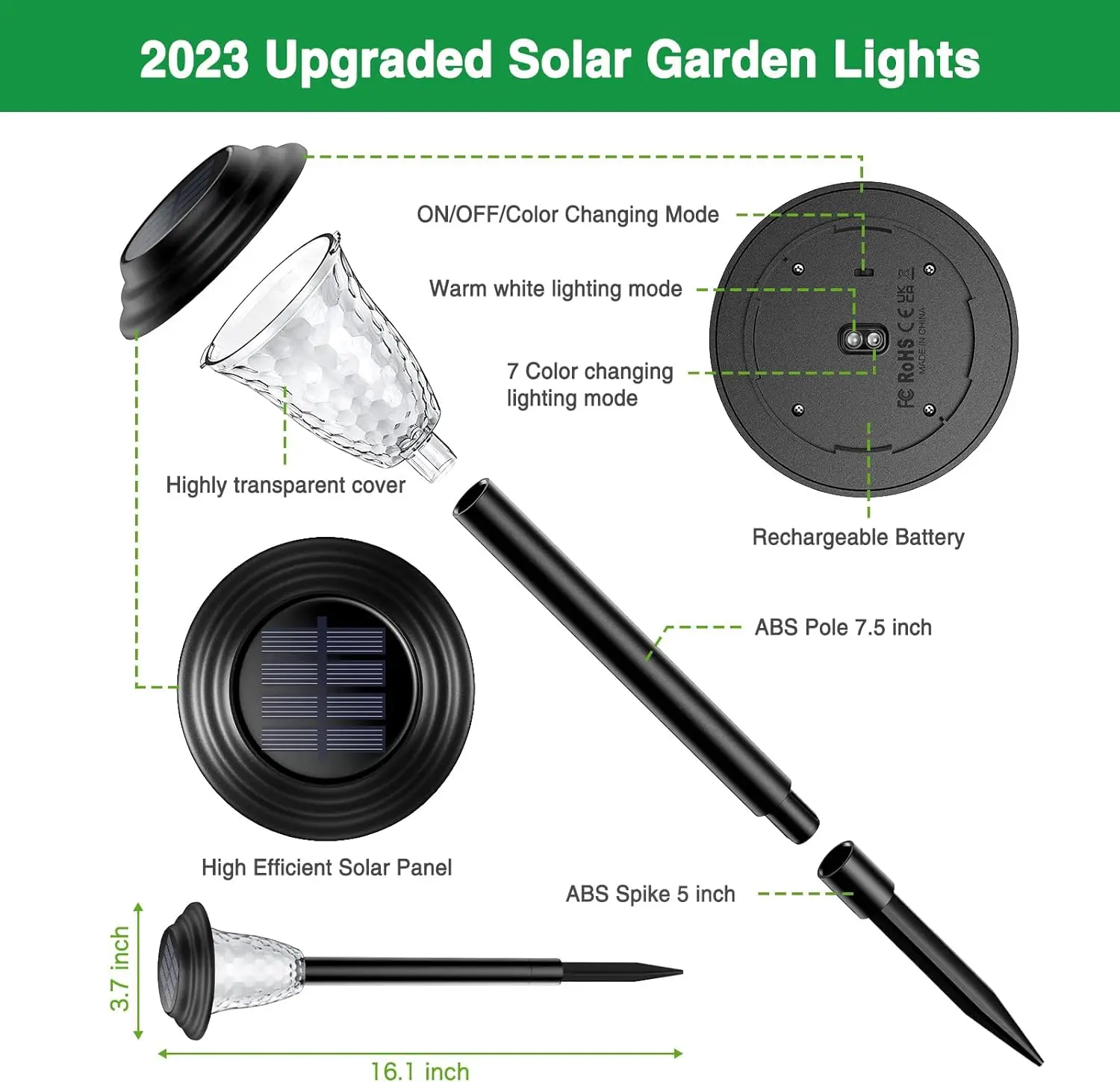 Solar Pathway Light Outdoor,Color Changing+Warm White Solar Garden Lights,Bright Solar Path Lights,for Outside Garden Decoration