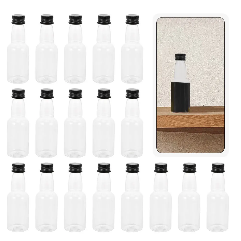 

20Pcs Mini Juice Bottles Transparent Plastic Beverage Containers for Milk Yogurt Liquor Wine Home Office Party Travel Reusable