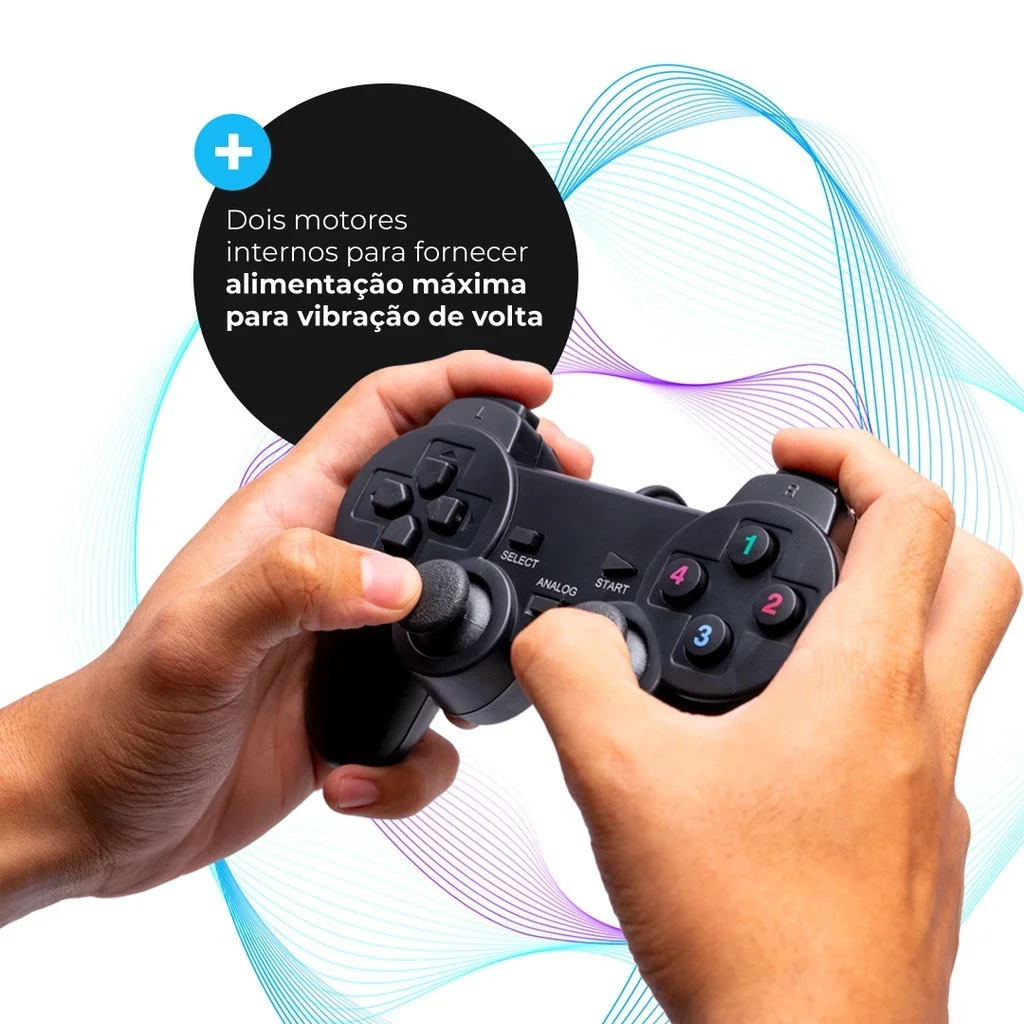 Controle joystick gamer jogos console e computador entrada usb