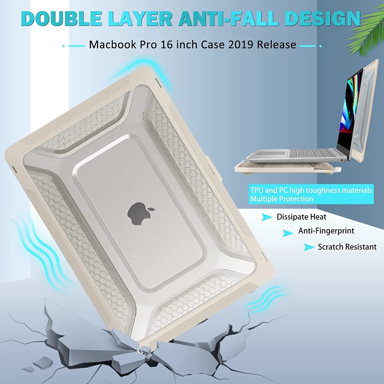 Heavy Duty Plastic Hard Shell Case Shockproof TPU Bumper Cover for MacBook Air 13 pro 16\