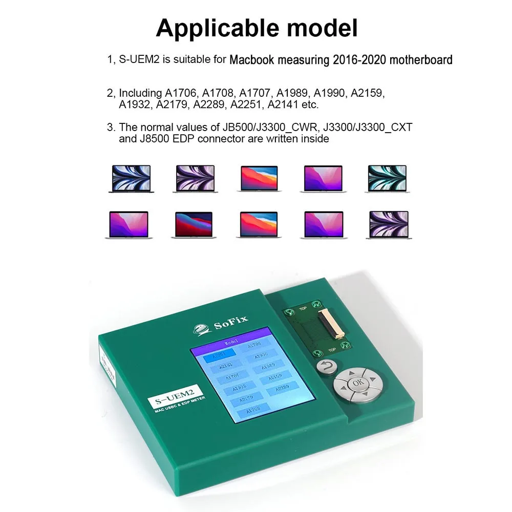 S-UEM2 EDP 커넥터 테스트 박스 수리 도구, 맥 USBC 및 EDP 미터 검출기, 맥북 로직 보드 마더보드 화면