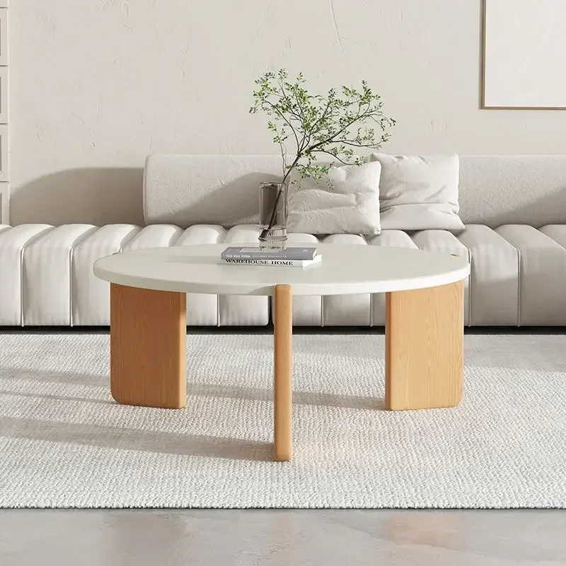 Solid Wood Round Coffee Table Living Room Furniture Cream Style Nordic Table Modern Minimalist Corner Mesas Sofa Side Tables ins