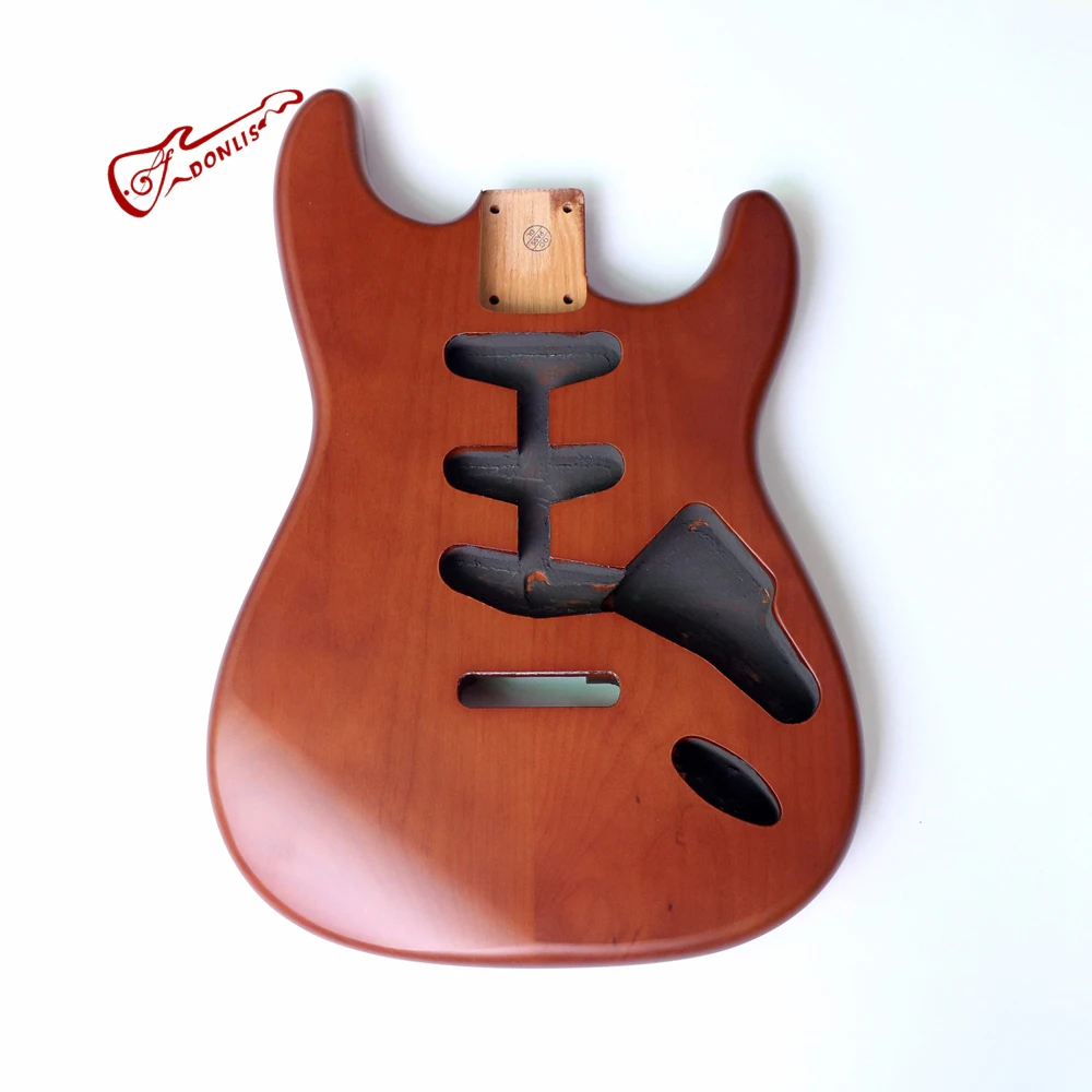 Donlis Nitro Finished 2 piece Alder Wood ST Guitar Body in Brown Color for SSS Electric Guitar Building Parts