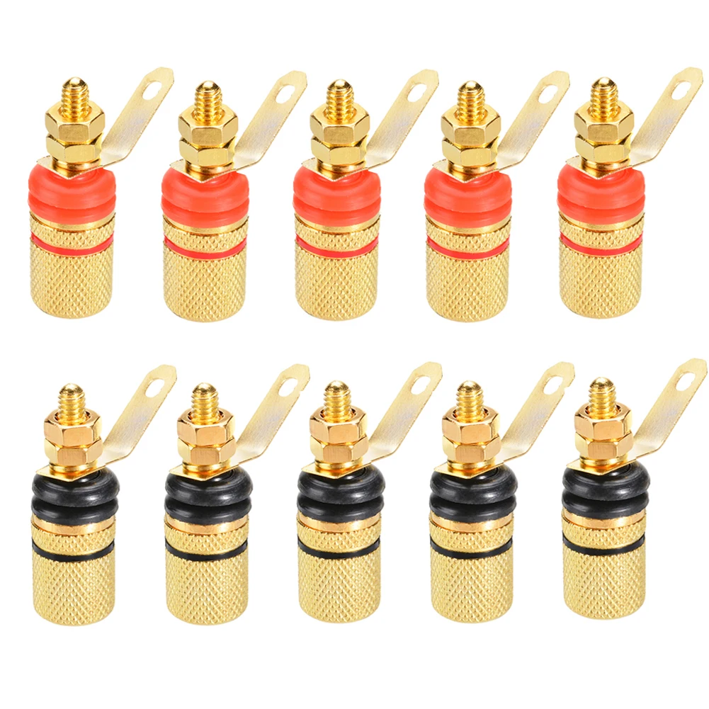 

Gold Plated Amplifier Speaker Binding Post Connectors 4mm Banana Plug Socket Speaker Terminal Binding Posts Red Black 10PCS