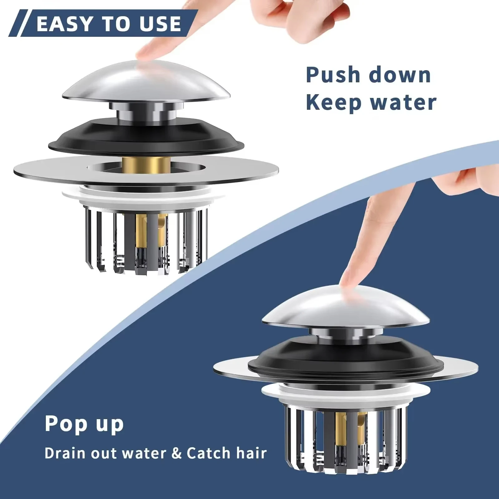 Anti-Odor Basin Drain Stopper Universal Insect-Proof Pop-Up Bounce Core Deodorant Core Sewer Anti-Clogging Press-Fit Poppet