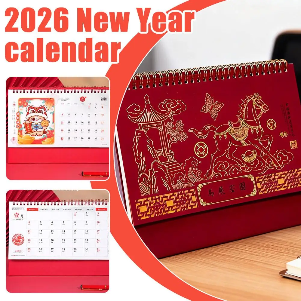 

2026 Year Of The Horse Red Hollow Table Calendar Creative Celebration Chinese Style Monthly Calendar Home Decoration