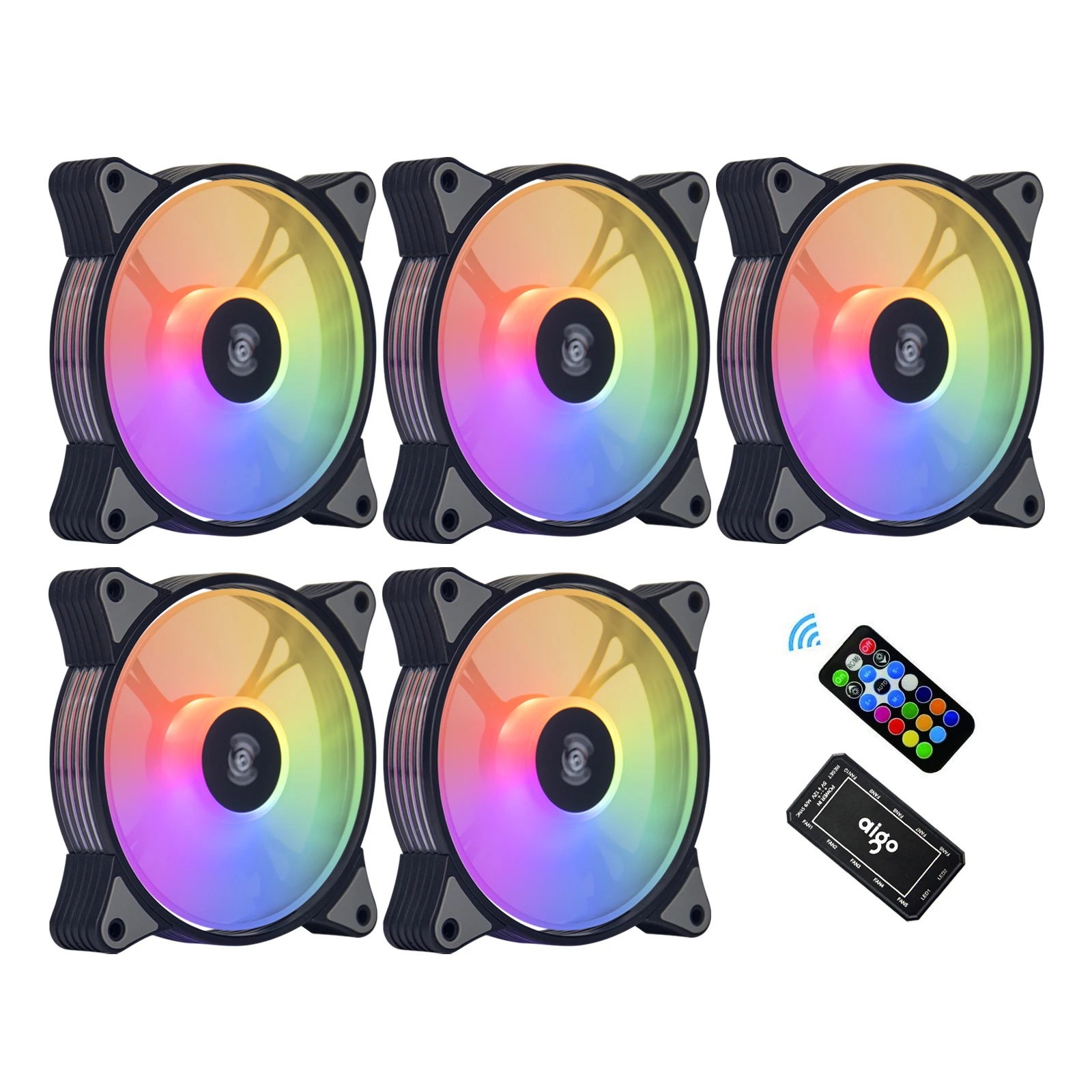 Aigo AR12 120mm PC 게이머 컴퓨터 케이스 팬 RGB 12v Heatsink Aura Sync 쿨러 Argb 사일런트 컨트롤러 키트 팬 냉각 환기 장치