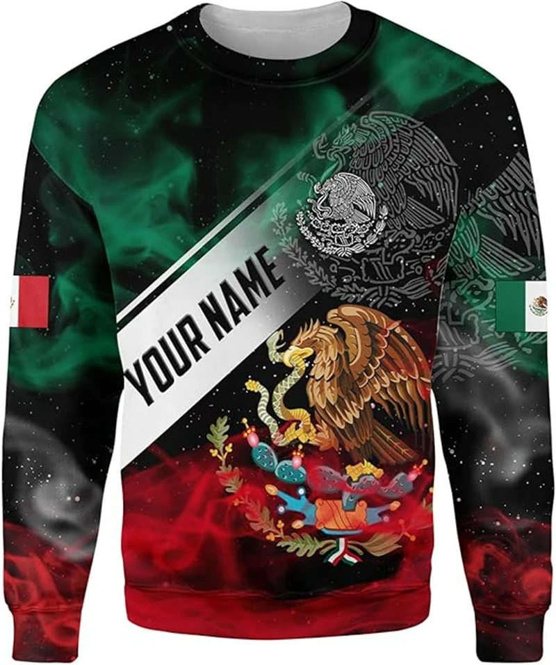 

2024 Independence Mexico Day Print Sweater For Men 3D Eagle Pattern New In Sweatshirts Hip Hop Harajuku Oversized Pullover Tops