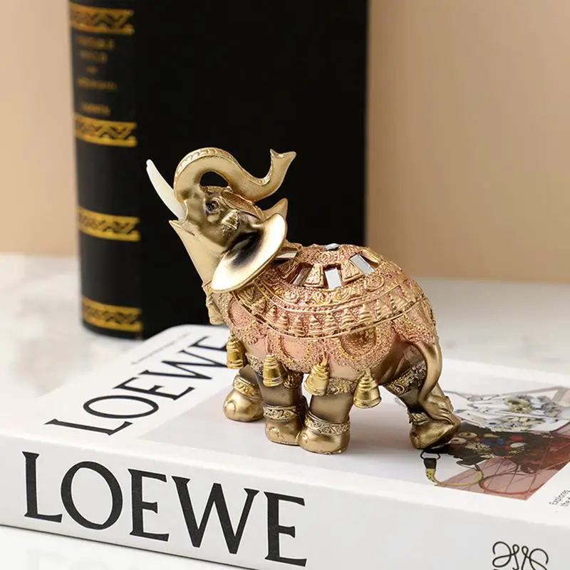 

Good Luck Elephant Statue Resin Gold Accent Good Luck Elephant Figurine Home Decor Elephant Sculpture For Living Room Bedroom