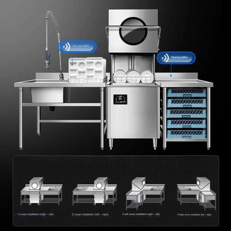 lavastoviglie commerciale Pulizia ad alta temperatura da 95 gradi Lavastoviglie per pulizia ad alta pressione da 720 gradi