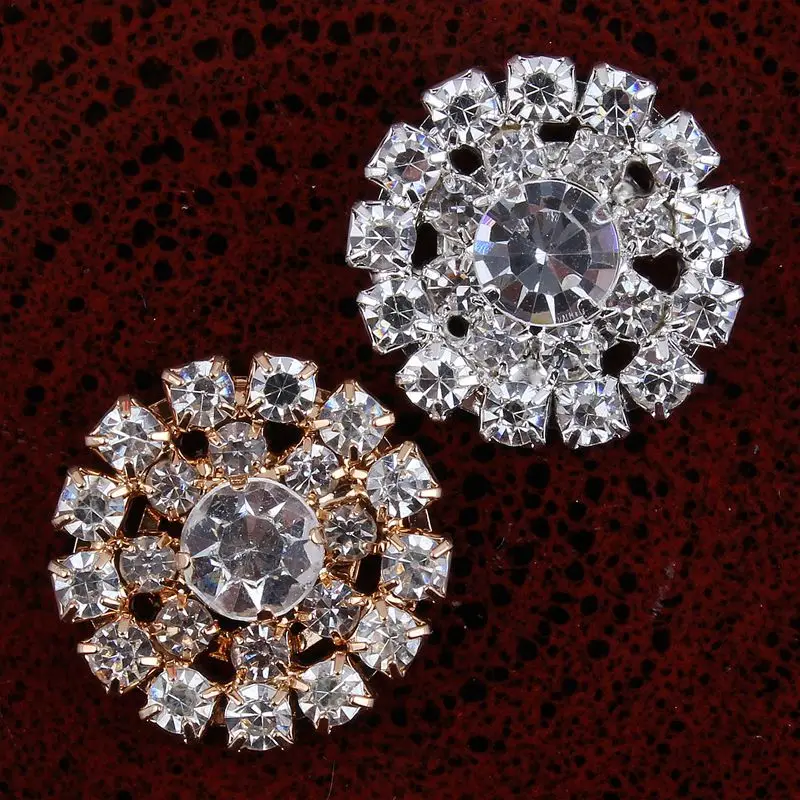 10 Stück Handgefertigte Vintage Metall-Dekorationsknöpfe mit Kristallperlen-Blumenmuster, Flache Legierungsknöpfe mit Strass für Bastelbedarf