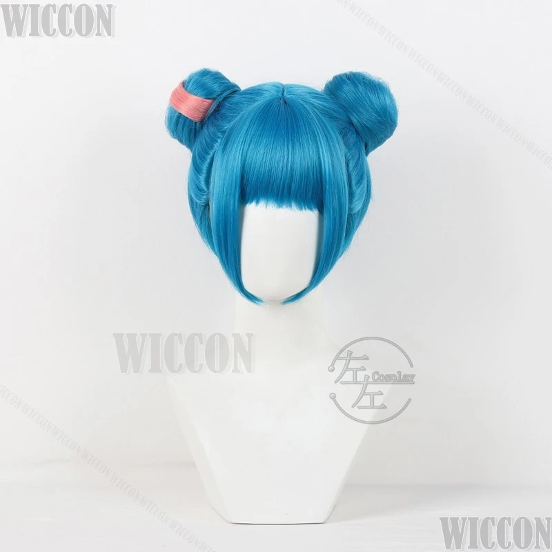 Jinx Cosplay Wig Arcane Season 2 Jinx 30cm 2 packages hair Blue Women Halloween LOL RolePlay Wig Pink Highlight Customized