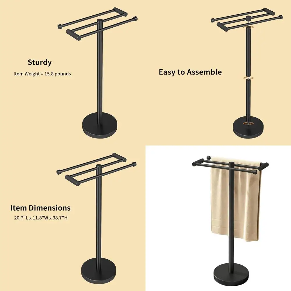 

Floor Standing Tall Bath Towel Rack, Large Capacity Towel Drying Stand