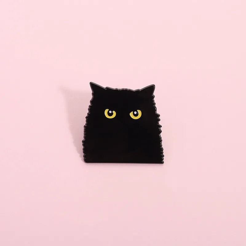 Black Cat Shape Brooch Commute Unisex New Cute Cartoon Metal Pin for Gift DIY Bags Shoes Hat Scarf T-shirt Jeans Accessories