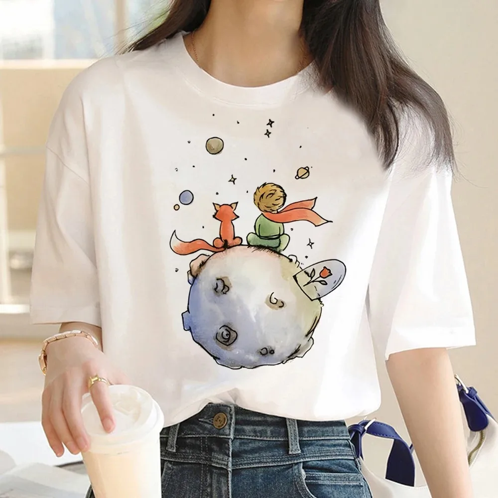 2024 New Popular T-shirt Little Prince Top Women\'s Street Animation T-shirt Fashionable Simple Cute Style Women\'s T-shirt