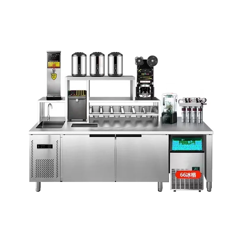 High Quality Stainless Steel Bubble Tea Cabinet Customized Milk Tea Workbench
