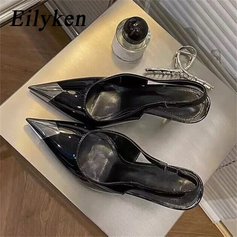 6CM 9CM Thin High Heels Women Pumps 2024 Spring Patent Leather Mules Shoes Sexy Party Prom Slip-On Sandals