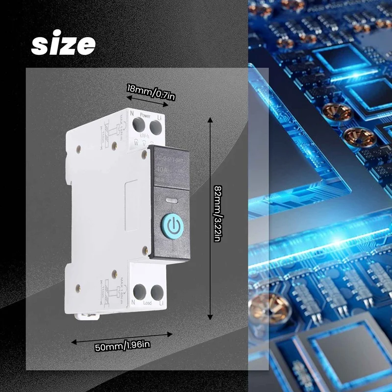 Medidor de energía inteligente con temporizador, Monitor monofásico de consumo de energía, vatímetro Kwh, 40A, carril Din, WIFI, Tuya