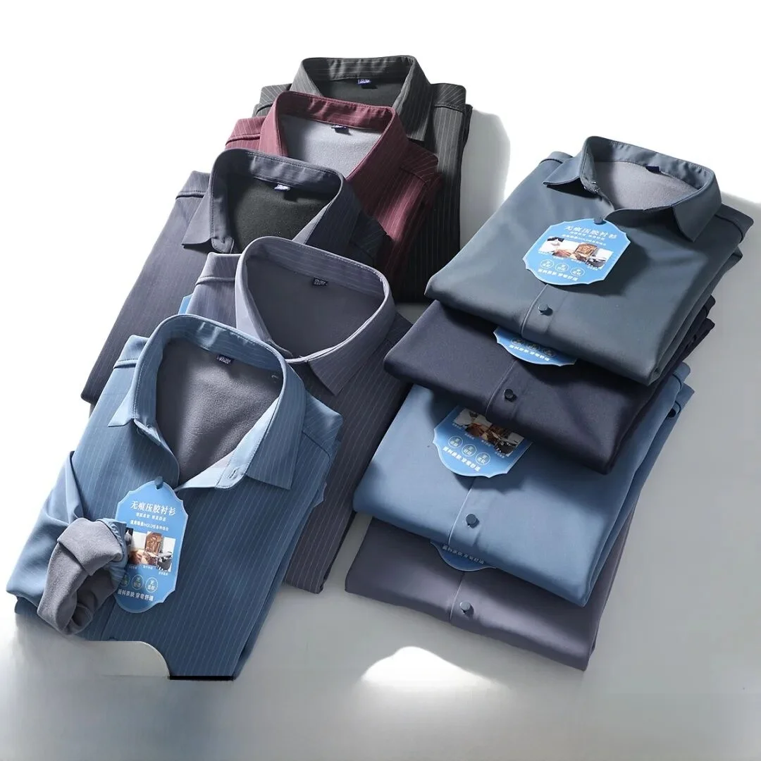 

Busin irt Мужские Long Sve Fce Lined Thiened Sl Heat Pred Полиэфирное волокно 5% волокно из спандекса Casual Sle