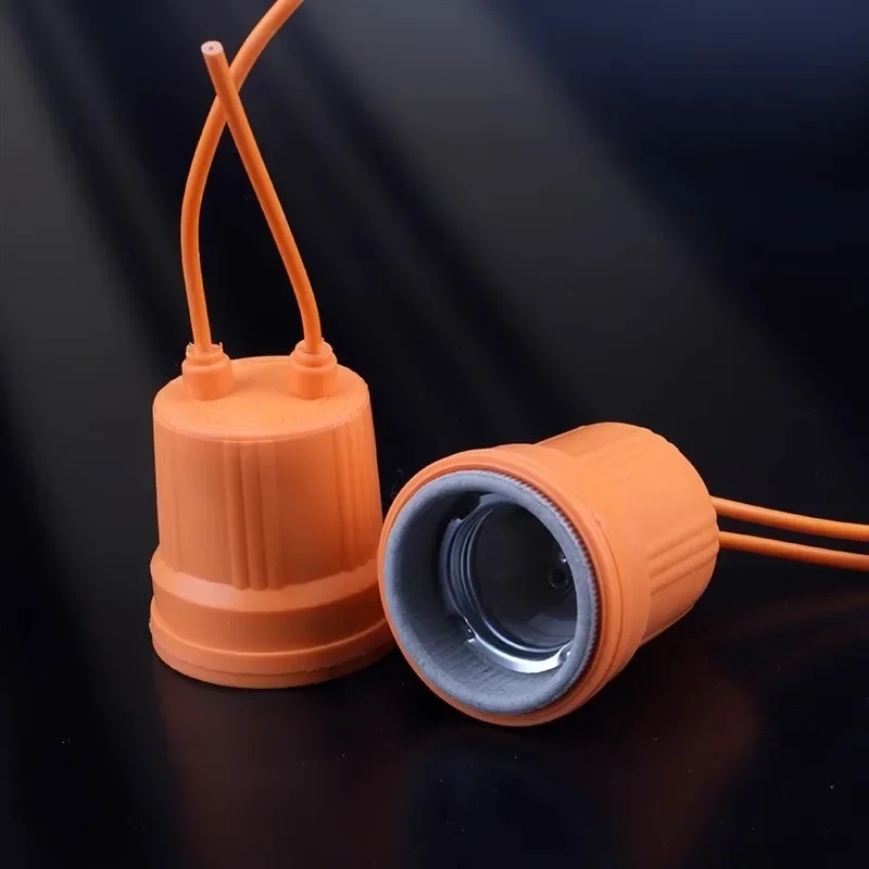 High Power E27 LED Bulb Socket with Wire, Waterproof Ceramic Lamp Holder, Flame Retardant Screw Base for Indoor Outdoor Home Use
