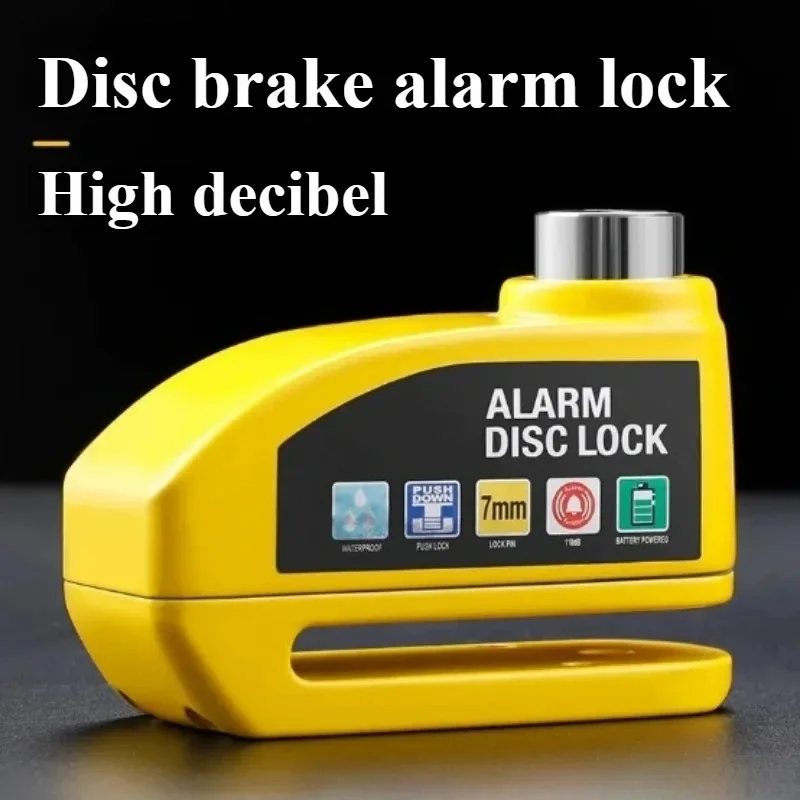 Alarm Disc Lock Anti Theft 110dB Waterproof Motorcycle Disc Brake Lock Aluminum Alloy with Reminder Cable for Scooter Bike Parts