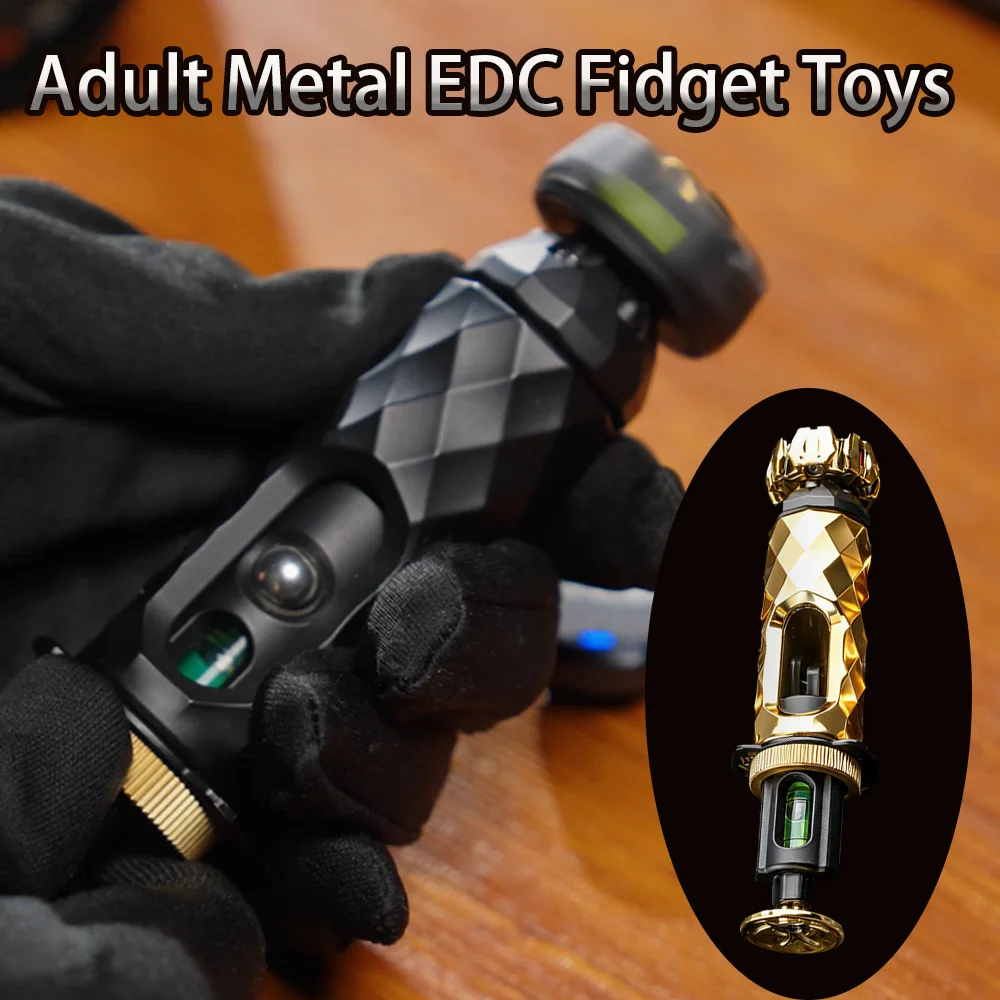 EDC Multifunctional Alloy Fidget Tool Mini Pocket Desk Gadget Shell Ejection Rotating Push Pull Stress Relief Toy Gift for Men