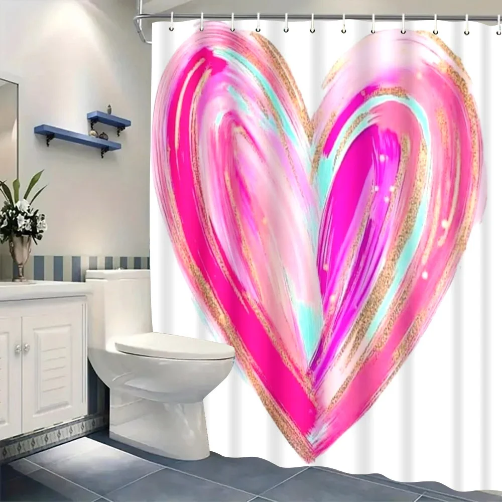 Colorful Heart Shower Curtain – Whimsical Modern Print, 71×71