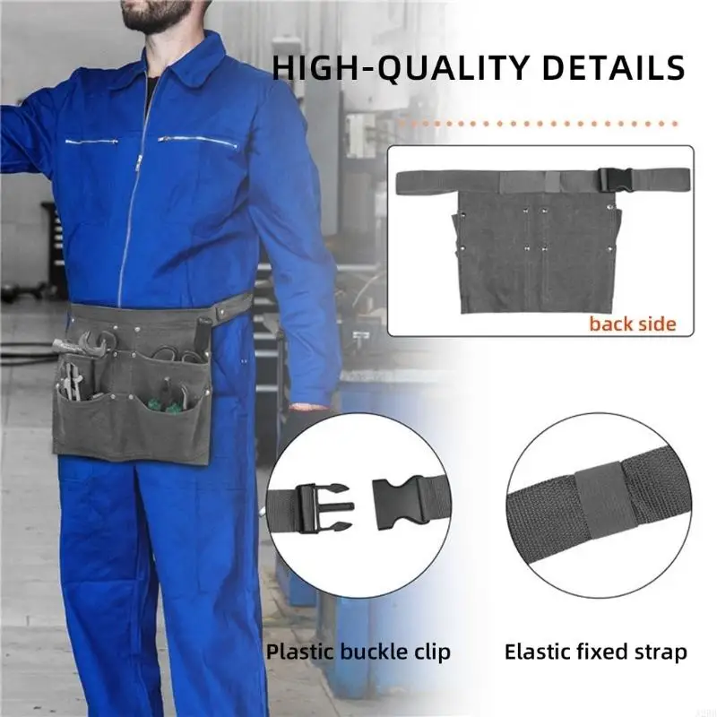 Multi Pocket Waist Apron with Tool Compartment and Adjustable Long Tie, Work Apron for Coffee Service, Salon Work, and Crafts