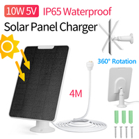 10W 5V Monocrystalline Solar Panel with Rack and 4M Charging Cable Solar Cells Charger IP65 Waterproof for Google Nest Camera