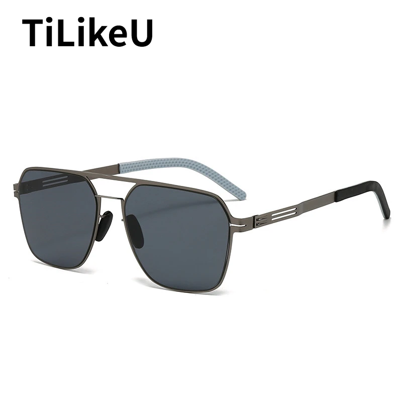 Polarized Sunglasses Ultra Light Stainless Steel Double Beam Screwless Men Outdoor Fishing UV Protective Glasses Male Sunglasses