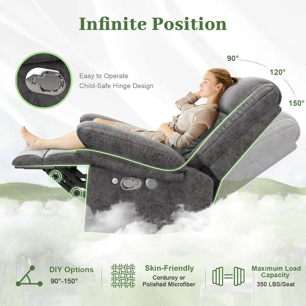 2-Seater Reclining Loveseat Sofa with USB Ports & Cell Phone Holders, 58 RV Sofa, Manual Recliners (Polished Microfiber)