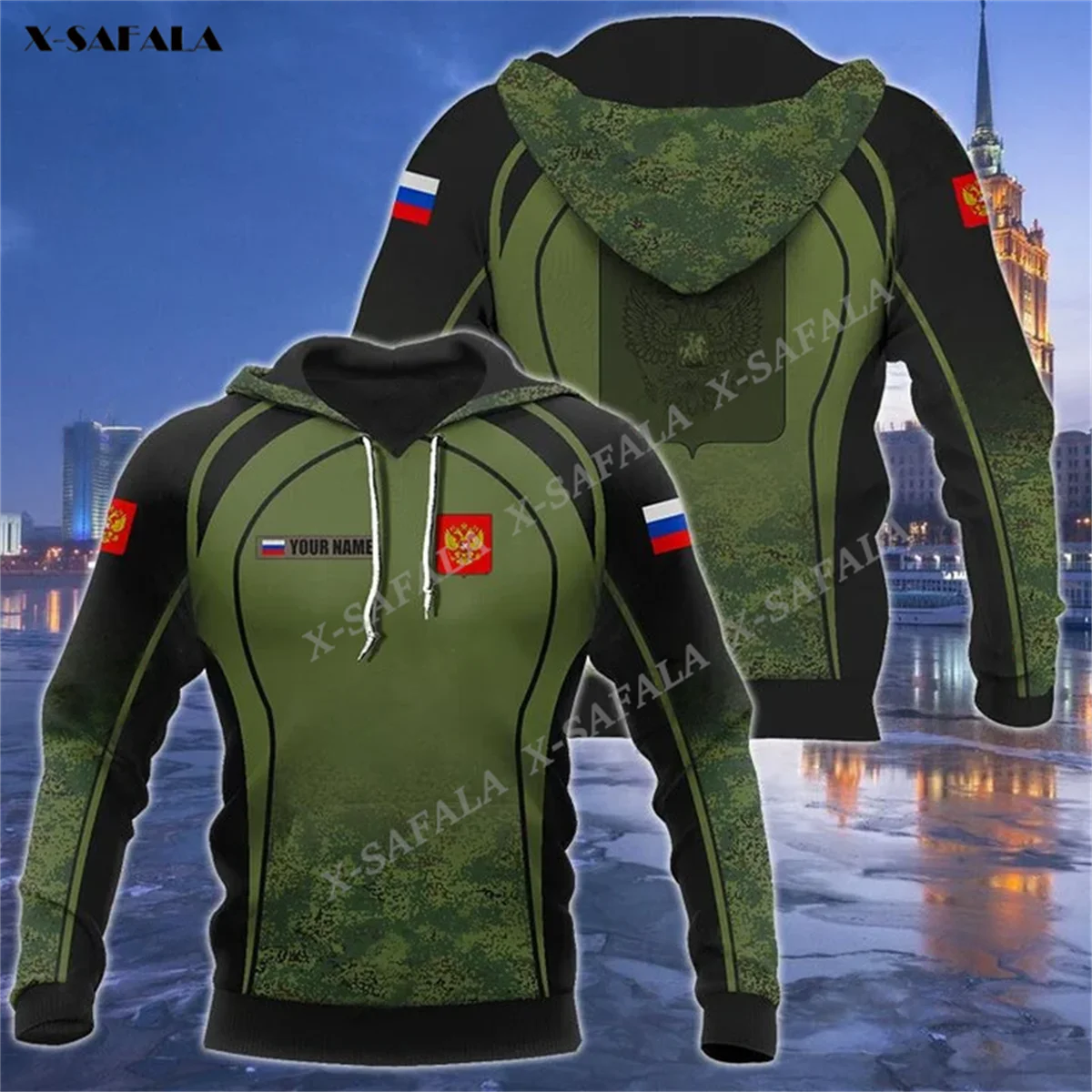 Rusland Wapenschild Cyber Vorm Vlag 3D Print Rits Hoodie Mannen Sweatshirt Hooded Jersey Trainingspakken Uitloper Jas