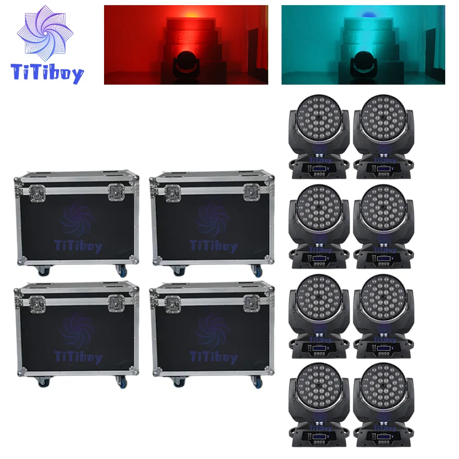 0 Tax 8Pcs LED Wash Zoom Moving Head Light 36x12W RGBW 4IN1 36x18W RGBWAUV 6IN1 Button Screen Lyre DMX 16 Channels DJ Disco Part