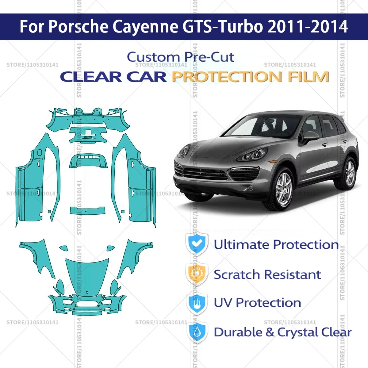 

Защитная пленка PPF для Porsche Cayenne GTS-Turbo 2011-2014, предварительно вырезанная, прозрачная, для полной оклейки автомобиля